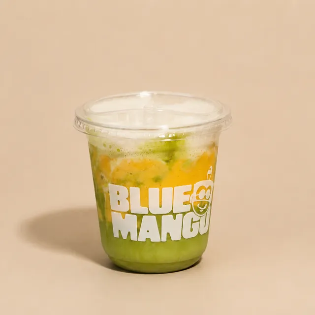 Mango matcha layered green and orange