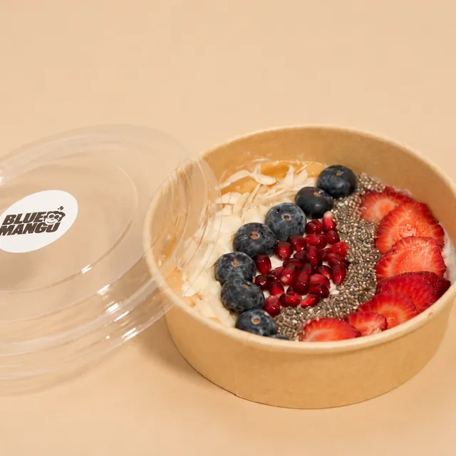 Overnight oatmeal in a Blue Mango jar